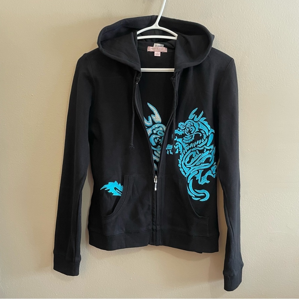 Y2K Romeo & Juliet Couture Black Dragon Zip-Up Hoodie – L (Fits M/L) Like New - Picture 3 of 15